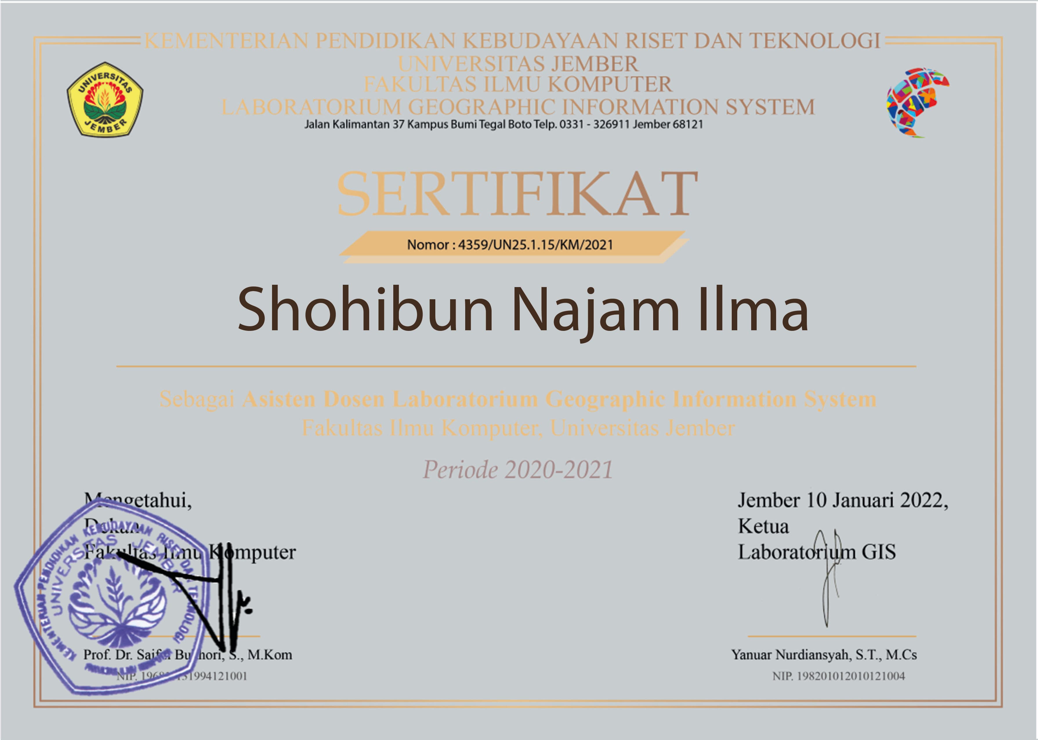 Assistant Lecturer in Geographic Information Systems Laboratory